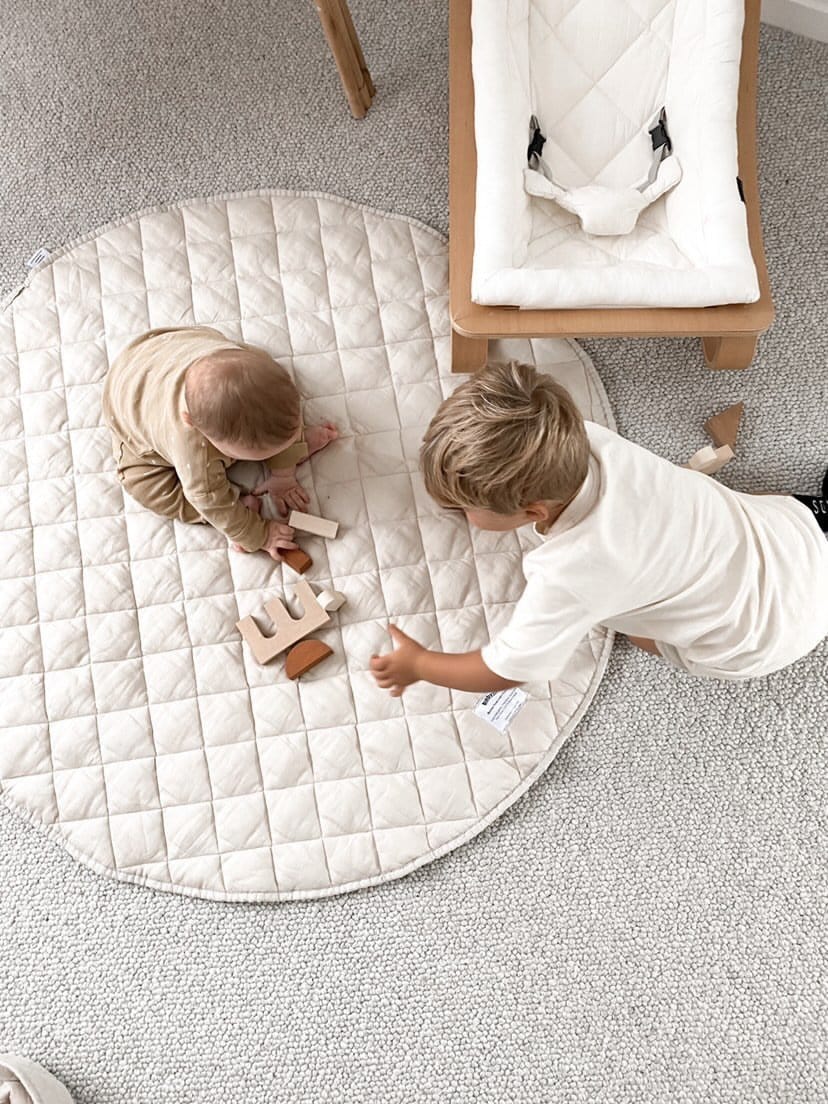 Quilted French Linen Play Mat - Oat