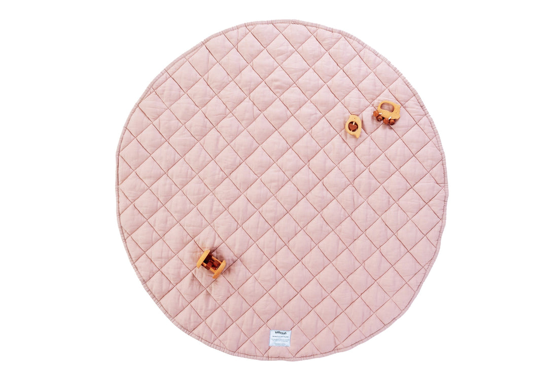 Quilted French Linen Play Mat - Blush