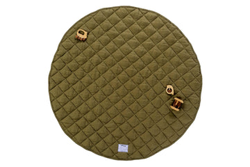 Quilted French Linen Play Mat - Olive